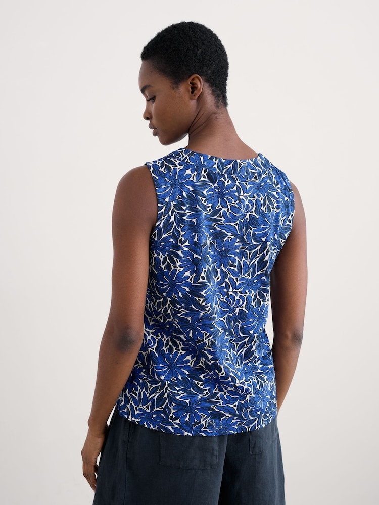Azul - Seasalt Cornwall Achilla V-Neck 100% Cotton Vest - Imagen 2 de 5