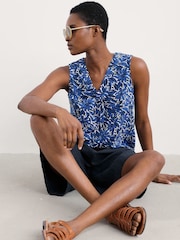 Azul - Seasalt Cornwall Achilla V-Neck 100% Cotton Vest - Imagen 3 de 5