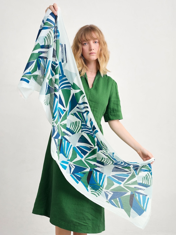 Seasalt Cornwall Blue Chrome Multi Summer Scarf - Image 1 of 5 Seasalt Cornwall Blue Chrome Multi Summer Scarf - Image 1 of 5