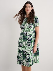 Seasalt Cornwall Green Pipers Short Sleeve 100%  Cotton Dress - Image 1 of 5