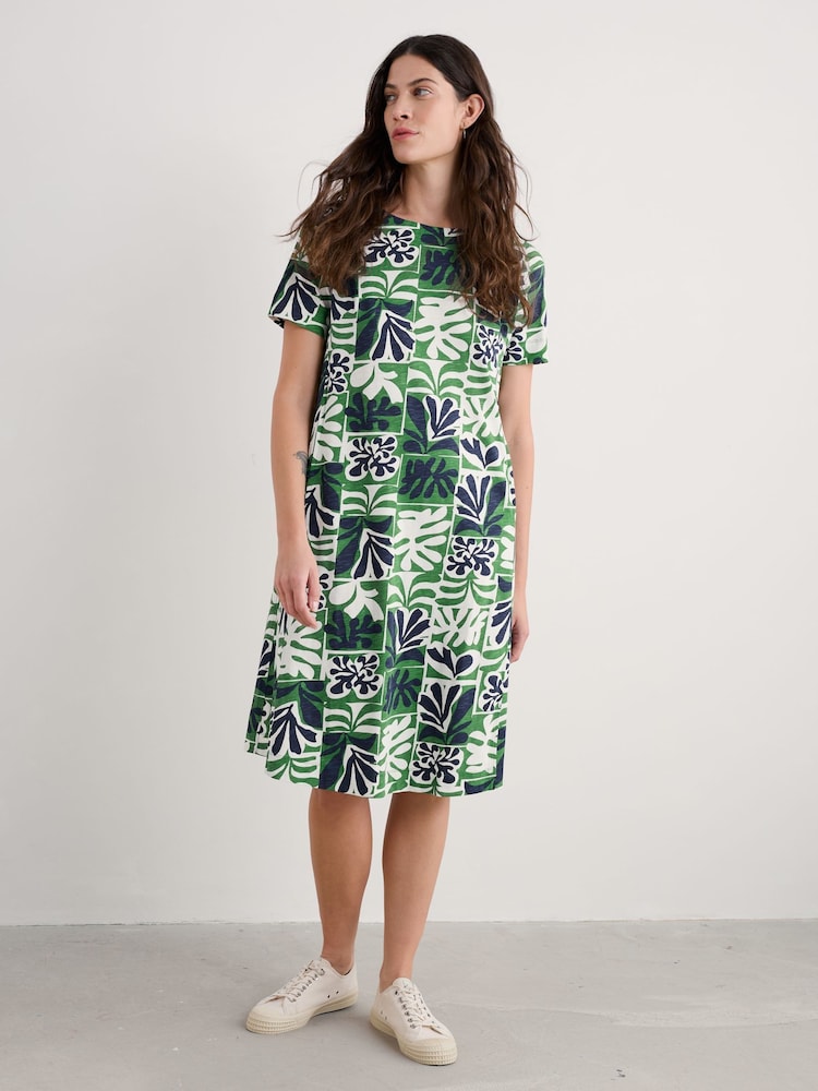 Seasalt Cornwall Green Pipers Short Sleeve 100%  Cotton Dress - Image 2 of 5