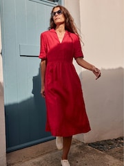 Seasalt Cornwall Red Petite Petite Fen Violet Linen Midi 100% Linen Dress - Image 3 of 8