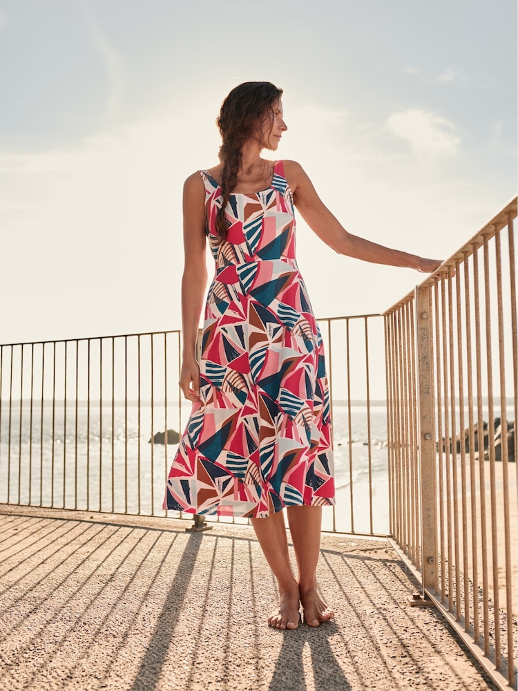 Seasalt Cornwall Blue/Red Sun Gleam Jersey Midi Dress - Image 1 of 10
