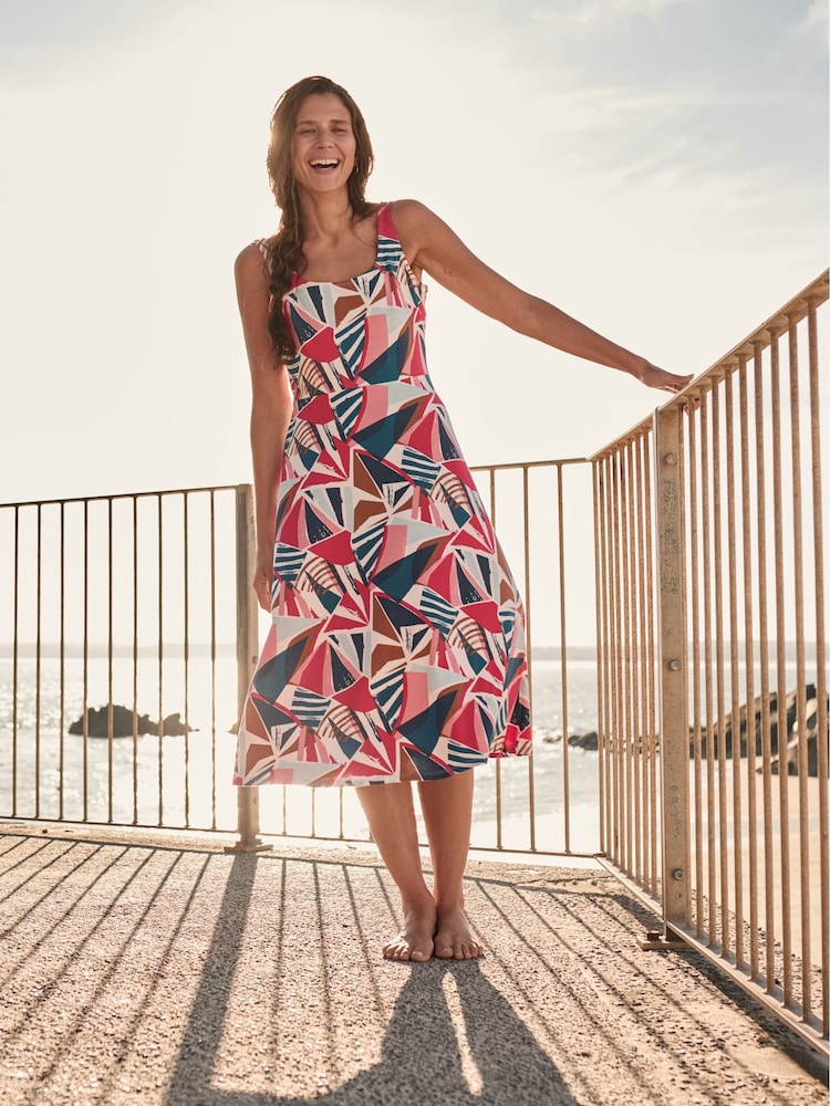Seasalt Cornwall Blue/Red Sun Gleam Jersey Midi Dress - Image 2 of 10