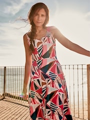Seasalt Cornwall Blue/Red Sun Gleam Jersey Midi Dress - Image 3 of 10