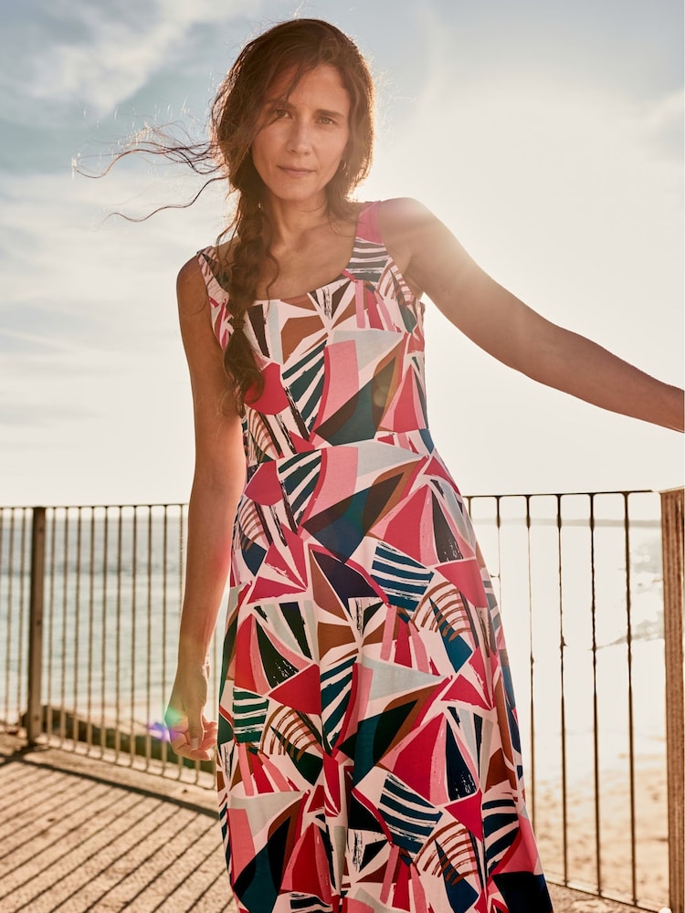 Seasalt Cornwall Blue/Red Sun Gleam Jersey Midi Dress - Image 3 of 10