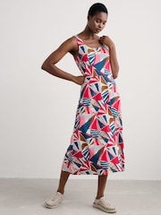 Seasalt Cornwall Blue/Red Sun Gleam Jersey Midi Dress - Image 6 of 10