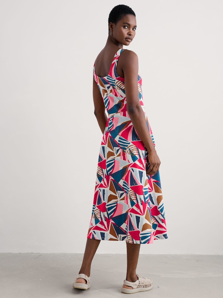 Seasalt Cornwall Blue/Red Sun Gleam Jersey Midi Dress - Image 7 of 10