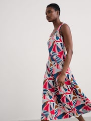 Seasalt Cornwall Blue/Red Sun Gleam Jersey Midi Dress - Image 8 of 10