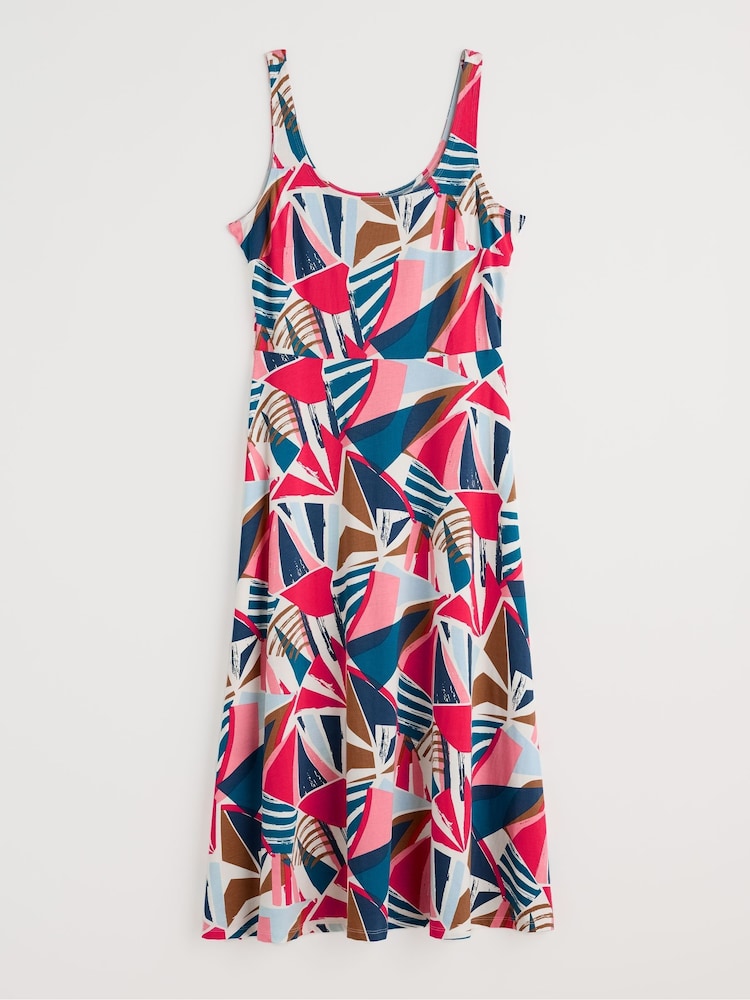 Seasalt Cornwall Blue/Red Sun Gleam Jersey Midi Dress - Image 9 of 10