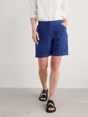 Seasalt Cornwall Blue Penderleith 100% Linen Shorts - Image 2 of 5