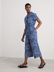 Azul - Seasalt Cornwall Petite Treen Cove 100% Linen Jumpsuit - Imagen 1 de 5