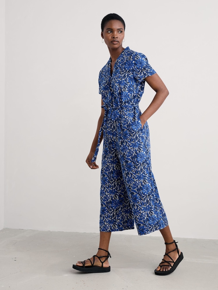 Azul - Seasalt Cornwall Petite Treen Cove 100% Linen Jumpsuit - Imagen 1 de 5
