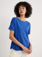 Seasalt Cornwall Blue Ground Bryher View 100% Cotton Boat Neck T-Shirt - Image 1 of 5