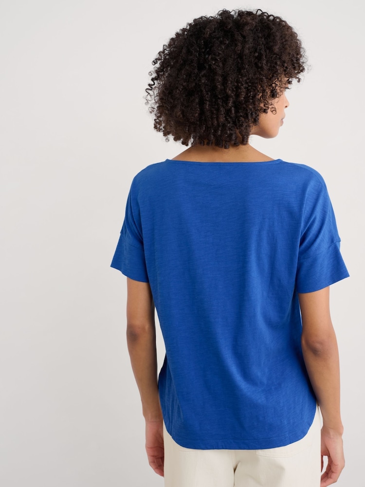 Seasalt Cornwall Blue Ground Bryher View 100% Cotton Boat Neck T-Shirt - Image 2 of 5
