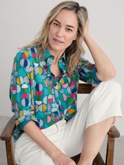Verde - Seasalt Cornwall Dove Plant Jersey Button Through Shirt - Imagen 1 de 5
