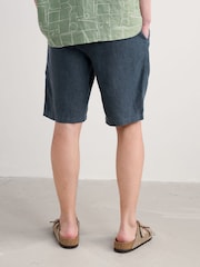 Seasalt Cornwall Blue Mens Sandcart 100% Linen Shorts - Image 3 of 5