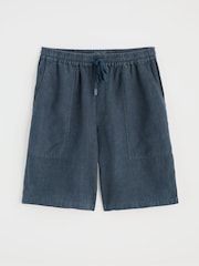 Seasalt Cornwall Blue Mens Sandcart 100% Linen Shorts - Image 4 of 5