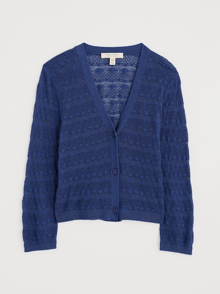 Seasalt Cornwall Blue Sweet Day 100% Cotton Cardigan - Image 4 of 5