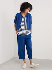Seasalt Cornwall Blue Gillan Creek 100% Cotton Short-Sleeve Cardigan - Image 3 of 5