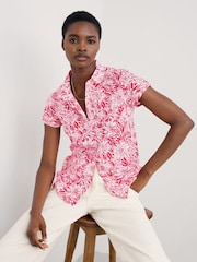 Seasalt Cornwall Pink Rushmaker Short Sleeve 100% Cotton Shirt - Image 3 of 5