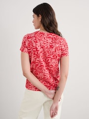 Seasalt Cornwall Dark Pink Light Pink Appletree Keyhole Detail T-Shirt - Image 2 of 5
