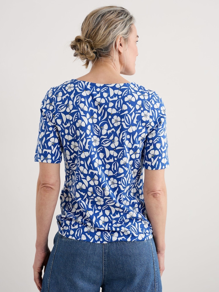 Azul - Camiseta de algodón 100 % con estampado Poisson de Seasalt Cornwall - Imagen 2 de 5