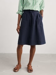 Seasalt Cornwall Blue Pepper Moth 100% Linen Skirt - Image 3 of 5