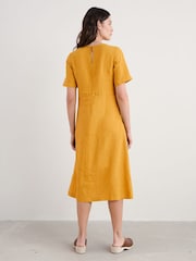 Seasalt Cornwall Yellow Petite Grass Wave 100% Linen Midi Dress - Image 2 of 5