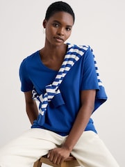 Azul - Seasalt Cornwall Burdock 100% Cotton V-Neck T-Shirt - Imagen 2 de 5