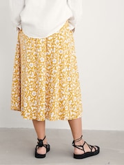 Seasalt Cornwall Yellow Ready Sail Printed Jersey Midi Skirt - Image 3 of 5