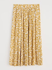 Seasalt Cornwall Yellow Ready Sail Printed Jersey Midi Skirt - Image 4 of 5