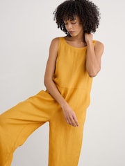 Seasalt Cornwall Yellow Salt Air 100% Linen Jumpsuit - Image 3 of 5