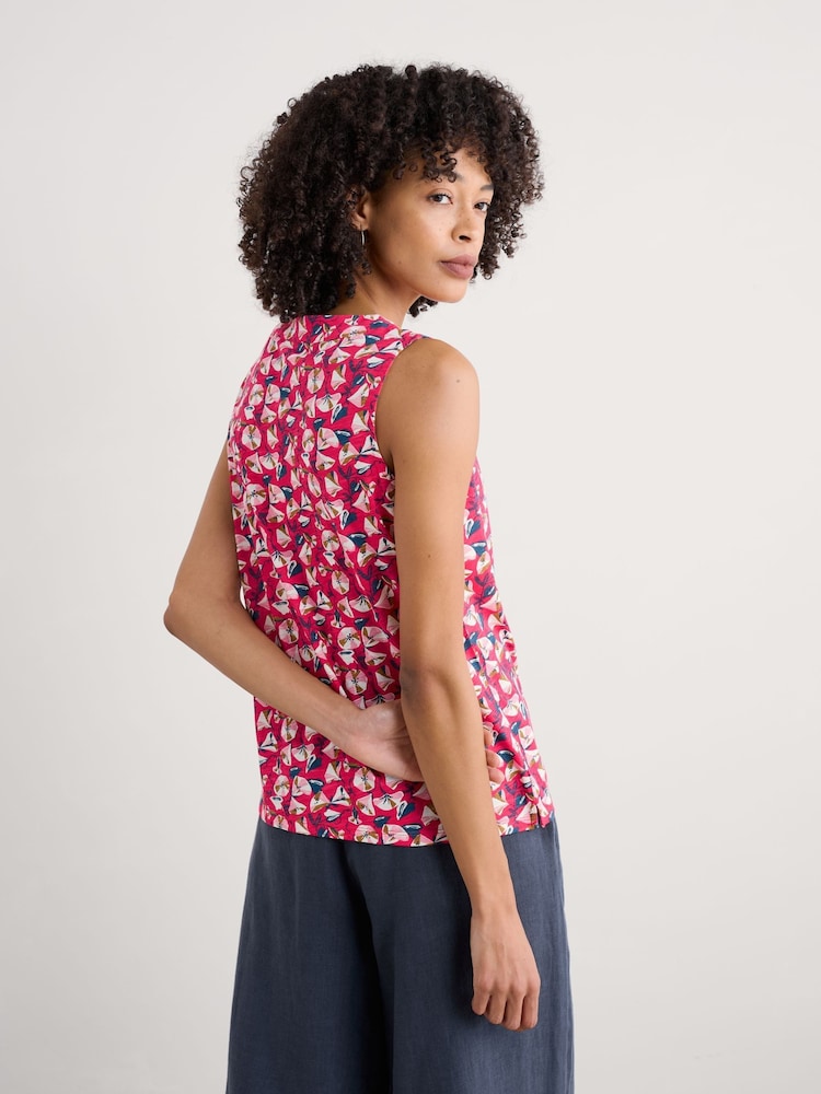 Seasalt Cornwall Red Achilla V-Neck 100% Cotton Vest - Image 3 of 5