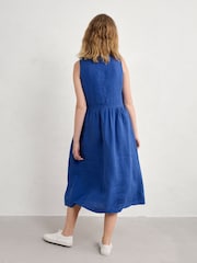 Seasalt Cornwall Blue Petite Petite Lowland Heather Sleeveless 100% Linen Dress - Image 3 of 5
