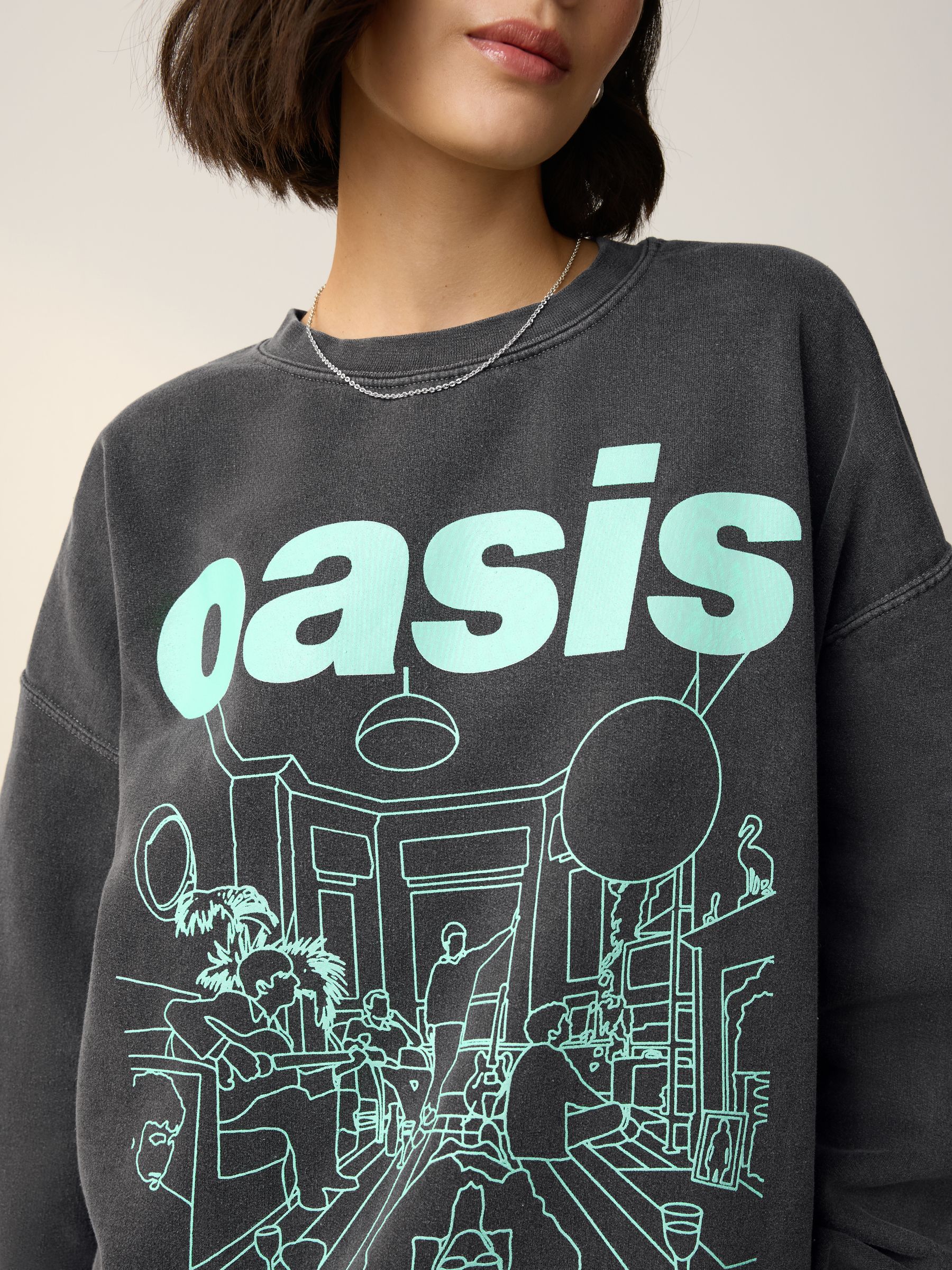Oasis Logo Graphic Crew Neck Sweatshirt スウェット オアシス Men's Oasis Graphic Crew Sweatshirt | Men's Clearance