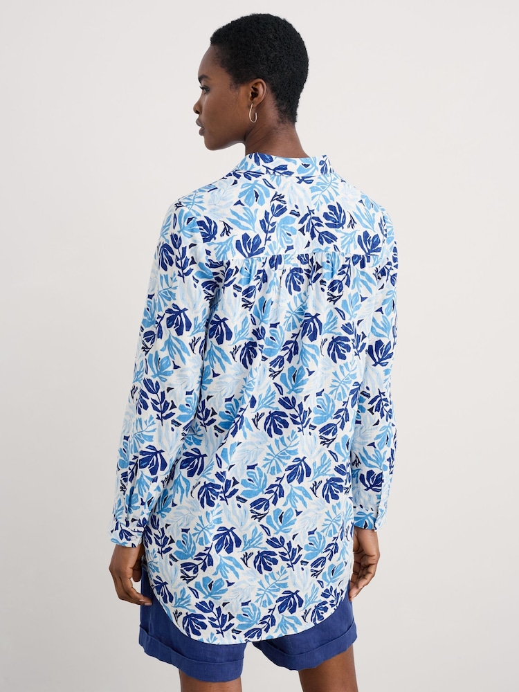 Seasalt Cornwall Blue Wren Flutter Longline Shirt - Image 2 of 5 Seasalt Cornwall Blue Wren Flutter Longline Shirt - Image 2 of 5