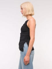 Schwarz - Abercrombie & Fitch Ruched Square Neck Apron Camitop - Bild 4 von 6
