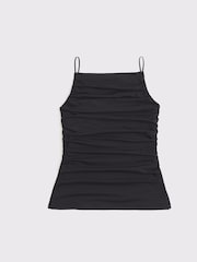 Schwarz - Abercrombie & Fitch Ruched Square Neck Apron Camitop - Bild 6 von 6