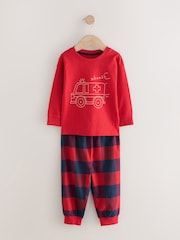 Red/Navy Check Fire Engine Single Woven Pyjamas (12mths-7yrs) - Image 4 of 7
