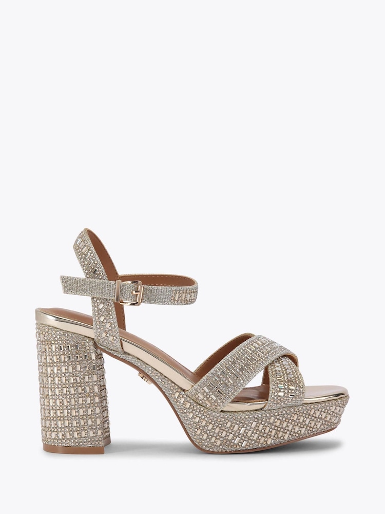 KG Kurt Geiger Gold Fleur Platform Sandals - Image 1 of 4