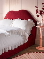 Rockett St George Deep Cherry Red Luxe Needlecord Velvet Luscious Lips Bed - Image 2 of 4