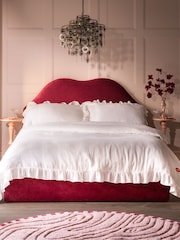 Rockett St George Deep Cherry Red Luxe Needlecord Velvet Luscious Lips Bed - Image 3 of 4