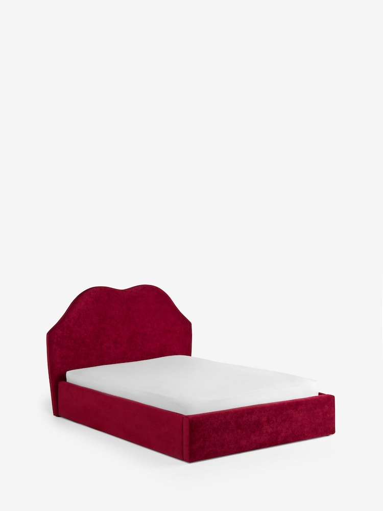 Rockett St George Deep Cherry Red Luxe Needlecord Velvet Luscious Lips Bed - Image 4 of 4