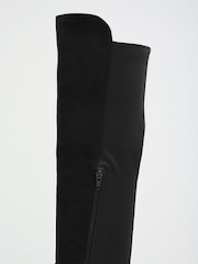 Lipsy Black Standard fit Faux Suede Elasticated Flat Knee High Casual Boots - Image 10 of 10