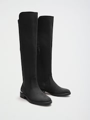 Lipsy Black Standard fit Faux Suede Elasticated Flat Knee High Casual Boots - Image 7 of 10