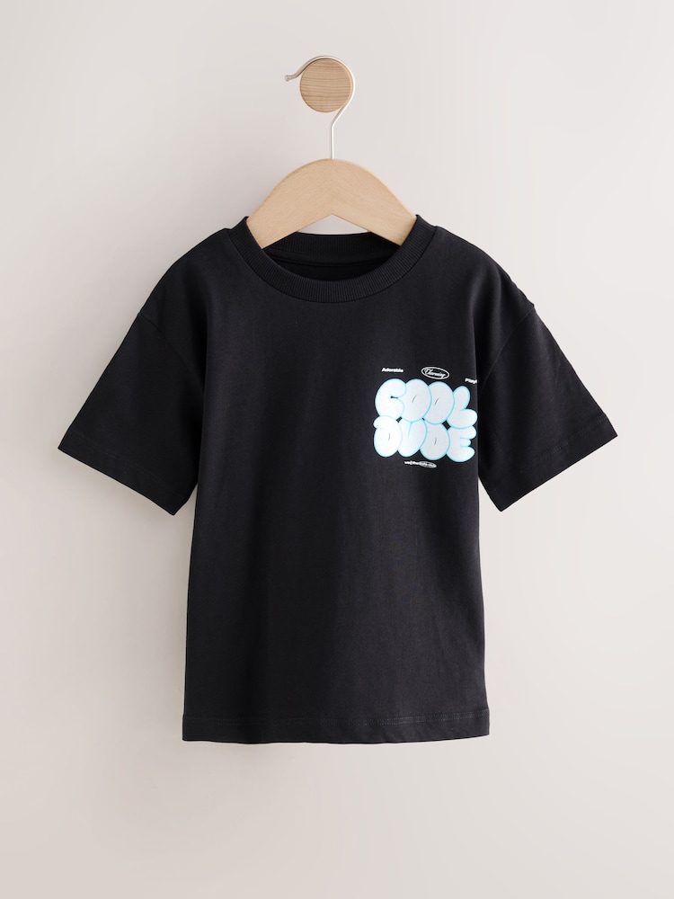 Black Cool Dude 100% Cotton Short Sleeve Back Print T-Shirt (3mths-7yrs) - Image 1 of 4