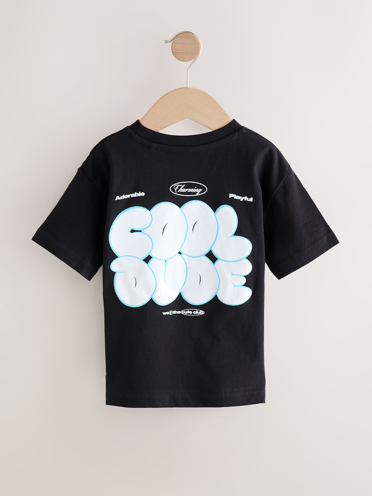 Black Cool Dude 100% Cotton Short Sleeve Back Print T-Shirt (3mths-7yrs) - Image 2 of 4