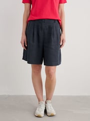 Seasalt Cornwall Blue Clover Bloom 100% Linen Shorts - Image 1 of 5