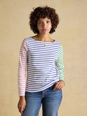 Joules Harbour Multi Hotchpotch Boat Neck 100% Cotton Long Sleeve Breton Top - Image 1 of 8